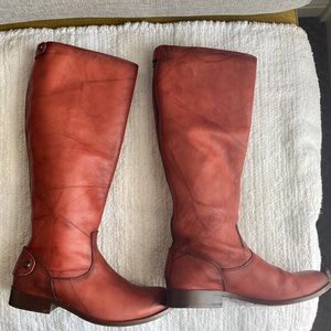 Frye Burnt Red Melissa Button Back boots- size 8, wide calf